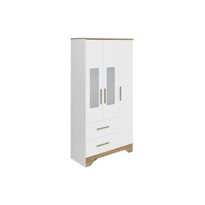 Guarda Roupa Infantil C/ 3 Portas (2 Cristal) E 2 Gavetas Popy Retrô Branco/amendoa - Peroba