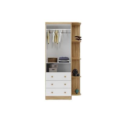 Guarda Roupa Infantil Solteiro Tedy 2 Portas de Bater 3 Gavetas Branco Móveis Peroba