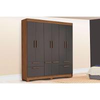 Guarda Roupa Casal 8 Portas E 4 Gavetas C/ Pés Curitiba 8.4 Jatobá/grafite - Santos Andirá - 1