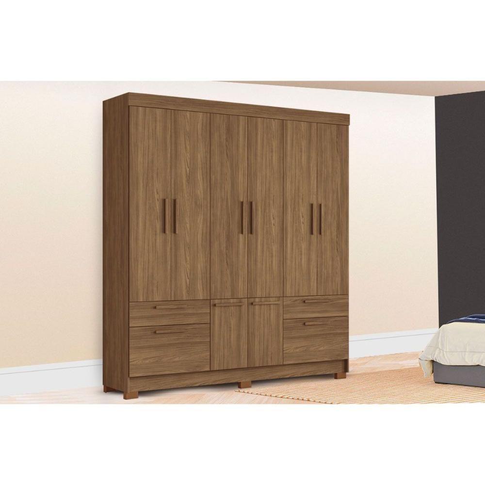 Guarda Roupa Casal 8 Portas E 4 Gavetas C/ Pés Curitiba 8.4 Jatobá - Santos Andirá - 1