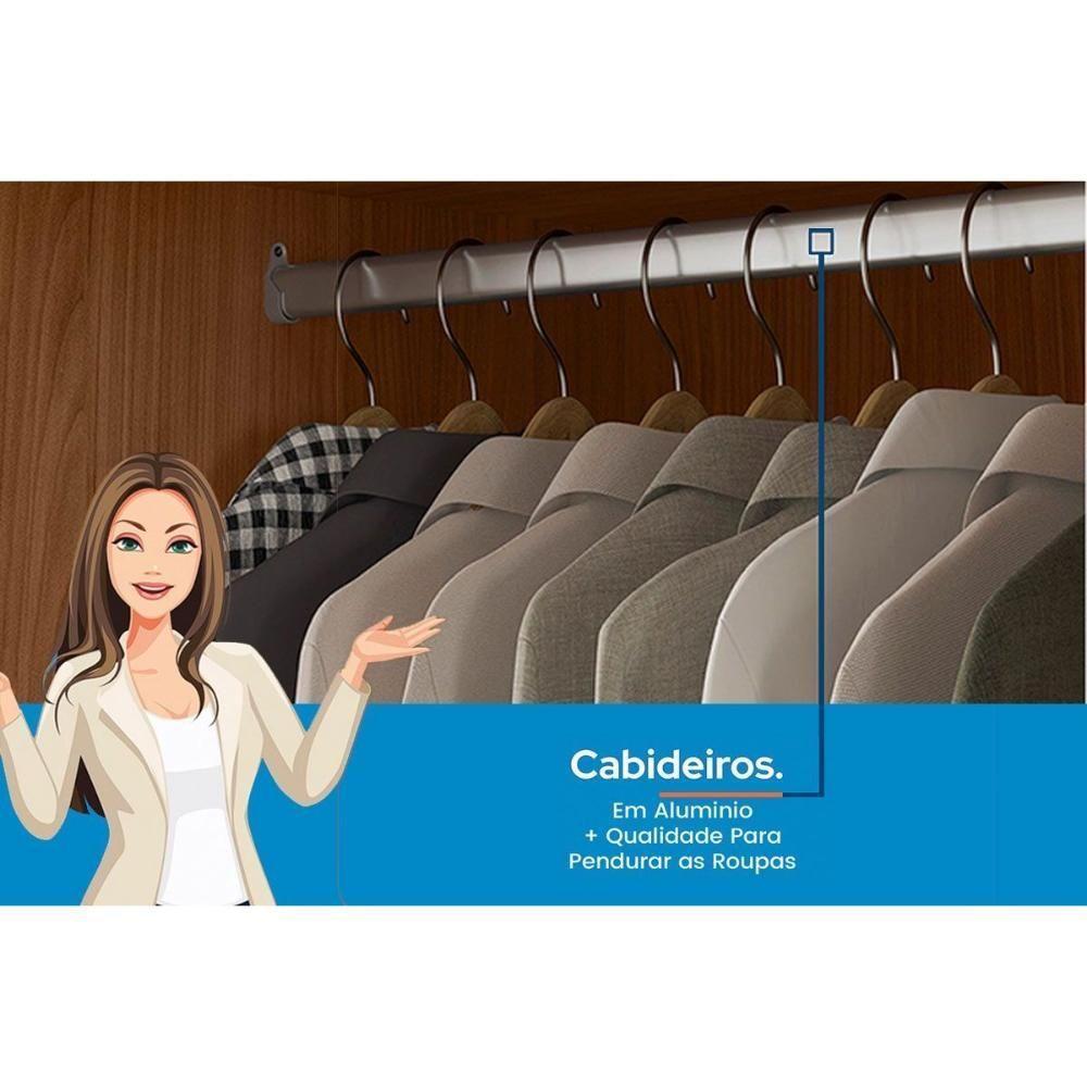 Guarda Roupa Casal 8 Portas (2 C/ Espelho) E 4 Gavetas C/ Pés Curitiba 8.4 Jatobá - Santos Andirá - 4