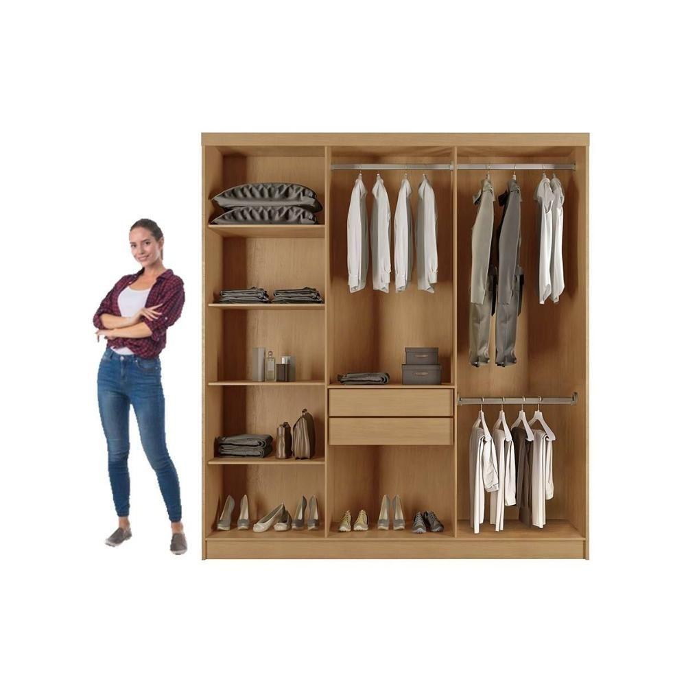 Guarda Roupa Casal 6 Portas Ripadas E 2 Gavetas Cairo Premium Naturale - Rufato - 3