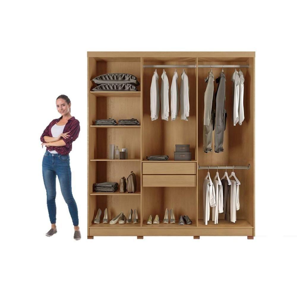 Guarda Roupa Casal 6 Portas Ripadas E 2 Gavetas C/ Pés Cairo Premium Naturale - Rufato - 3