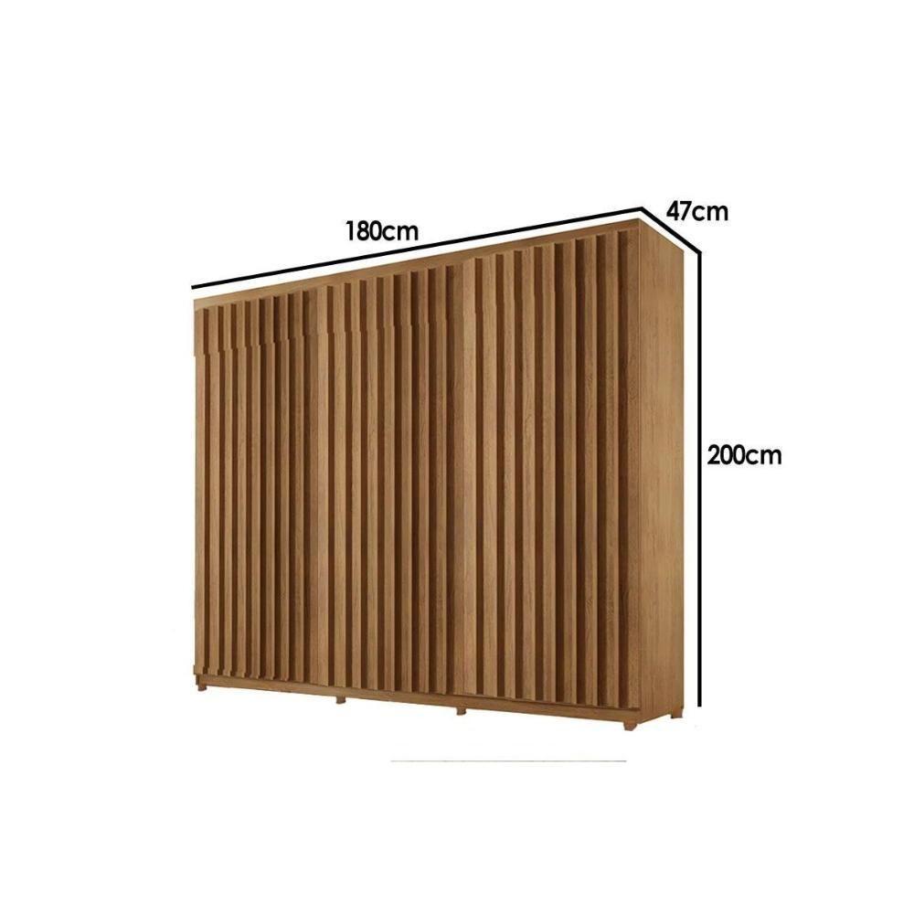 Guarda Roupa Casal 6 Portas Ripadas E 2 Gavetas C/ Pés Cairo Premium Naturale - Rufato - 4