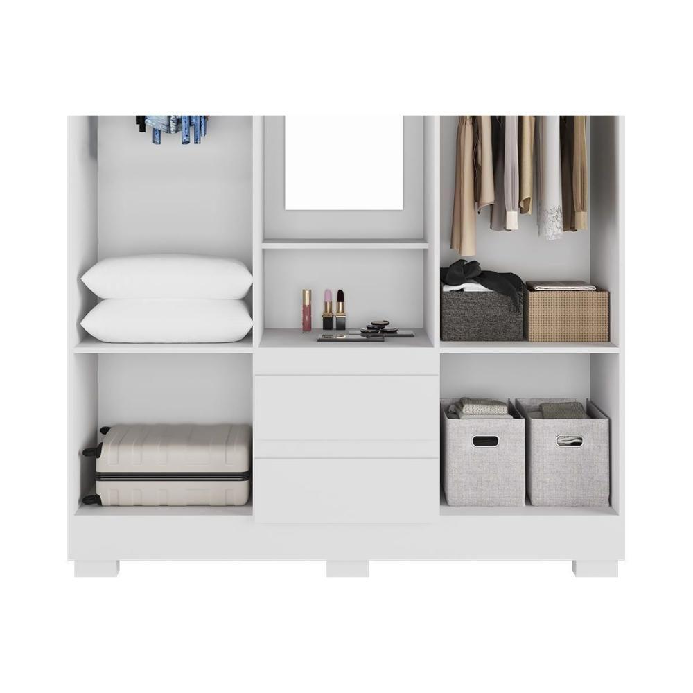Guarda Roupa Solteiro 4 Portas E 2 Gavetas C/ 1 Espelho Isabely Nature/off White - Acp - 5