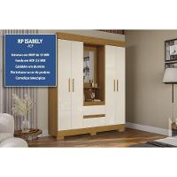 Guarda Roupa Solteiro 4 Portas E 2 Gavetas C/ 1 Espelho Isabely Nature/off White - Acp - 2