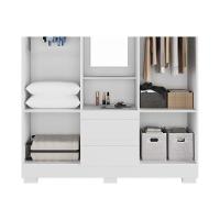 Guarda Roupa Solteiro 4 Portas E 2 Gavetas C/ 1 Espelho Isabely Nature/off White - Acp - 5