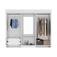 Guarda Roupa Solteiro 4 Portas E 2 Gavetas C/ 1 Espelho Isabely Nature/off White - Acp - 6