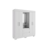 Guarda Roupa Solteiro 4 Portas E 2 Gavetas C/ 1 Espelho Isabely Nature/off White - Acp - 8