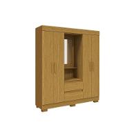 Guarda Roupa Solteiro 4 Portas E 2 Gavetas C/ 1 Espelho Isabely Nature/off White - Acp - 9