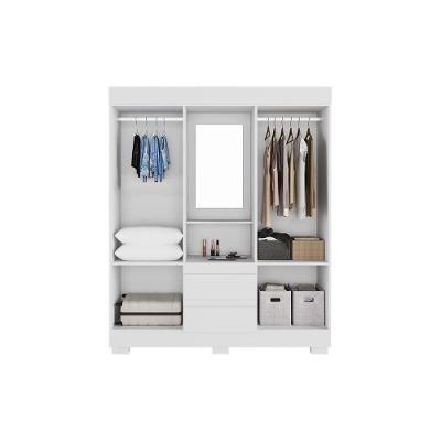 Guarda Roupa Solteiro Isabely 4 Portas de Bater 2 Gavetas Cinamomo MDP com Espelho