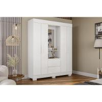 Guarda Roupa Solteiro 4 Portas E 2 Gavetas C/ 1 Espelho Isabely Branco - Acp - 1