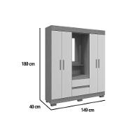 Guarda Roupa Solteiro 4 Portas E 2 Gavetas C/ 1 Espelho Isabely Branco - Acp - 3