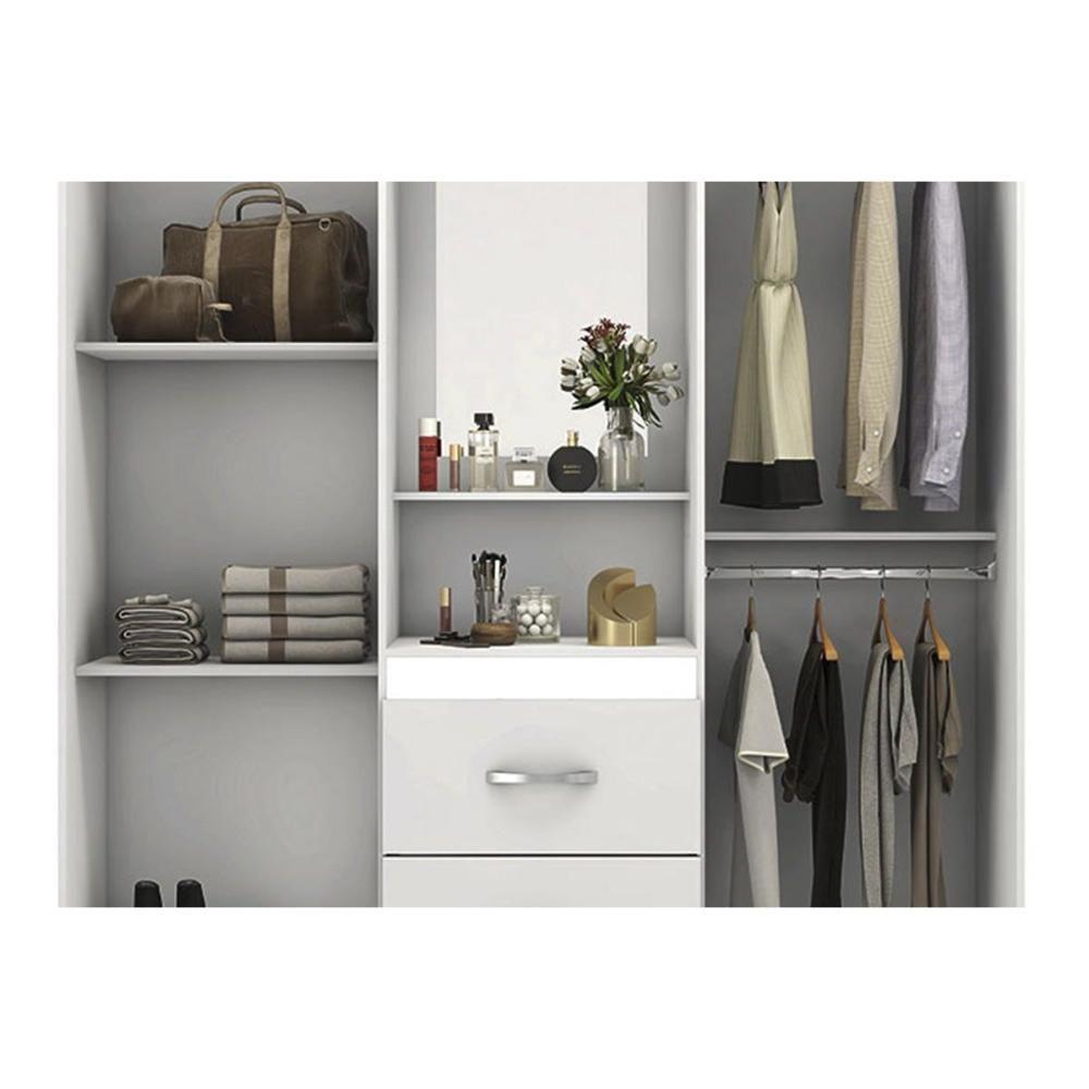 Guarda Roupa Solteiro 4 Portas E 2 Gavetas C/ 1 Espelho Capelinha Lord Branco/rosa/branco - Demóbile - 6