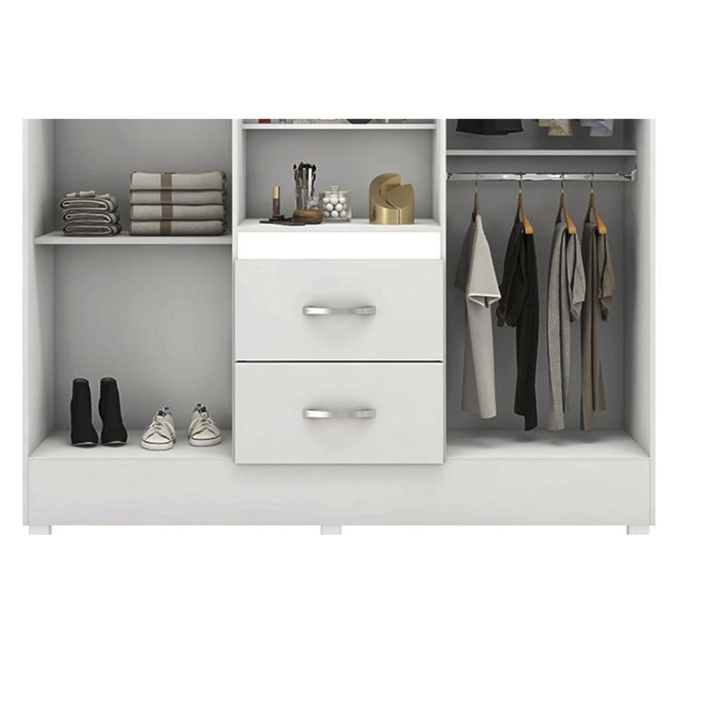 Guarda Roupa Solteiro 4 Portas E 2 Gavetas C/ 1 Espelho Capelinha Lord Branco/rosa/branco - Demóbile - 7