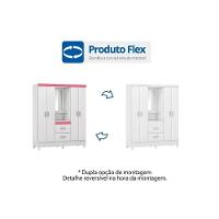 Guarda Roupa Solteiro 4 Portas E 2 Gavetas C/ 1 Espelho Capelinha Lord Branco/rosa/branco - Demóbile - 2
