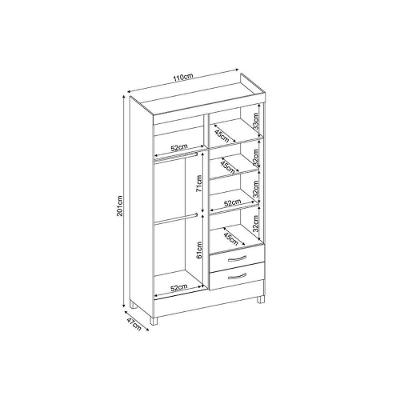 Guarda Roupa Solteiro Astro 4 Portas de Abrir 2 Gavetas Cafe Touch 100% MDP