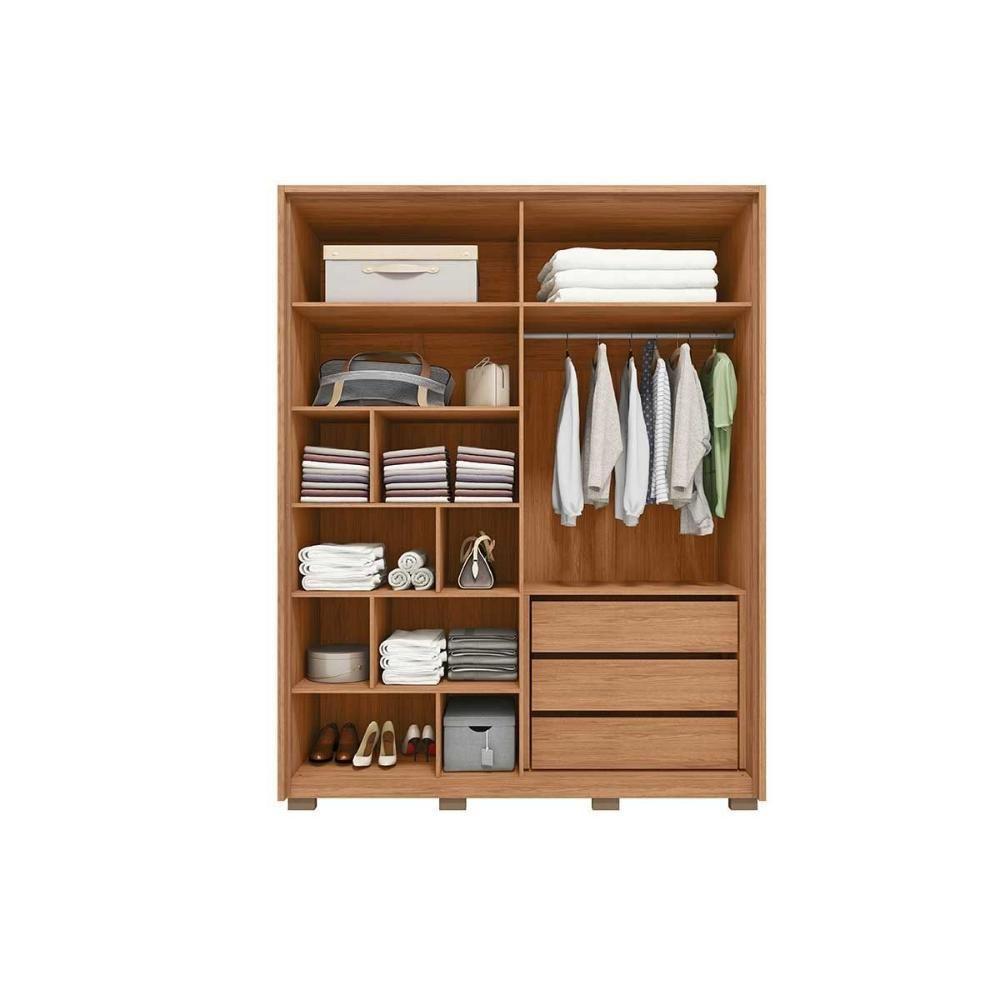 Guarda Roupa Solteiro 4 Portas (2 C/ Espelho) E 3 Gavetas Lior Lux Freijo/sued Mr - Caemmun - 3