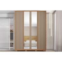 Guarda Roupa Solteiro 4 Portas (2 C/ Espelho) E 3 Gavetas Lior Lux Freijo/sued Mr - Caemmun - 5