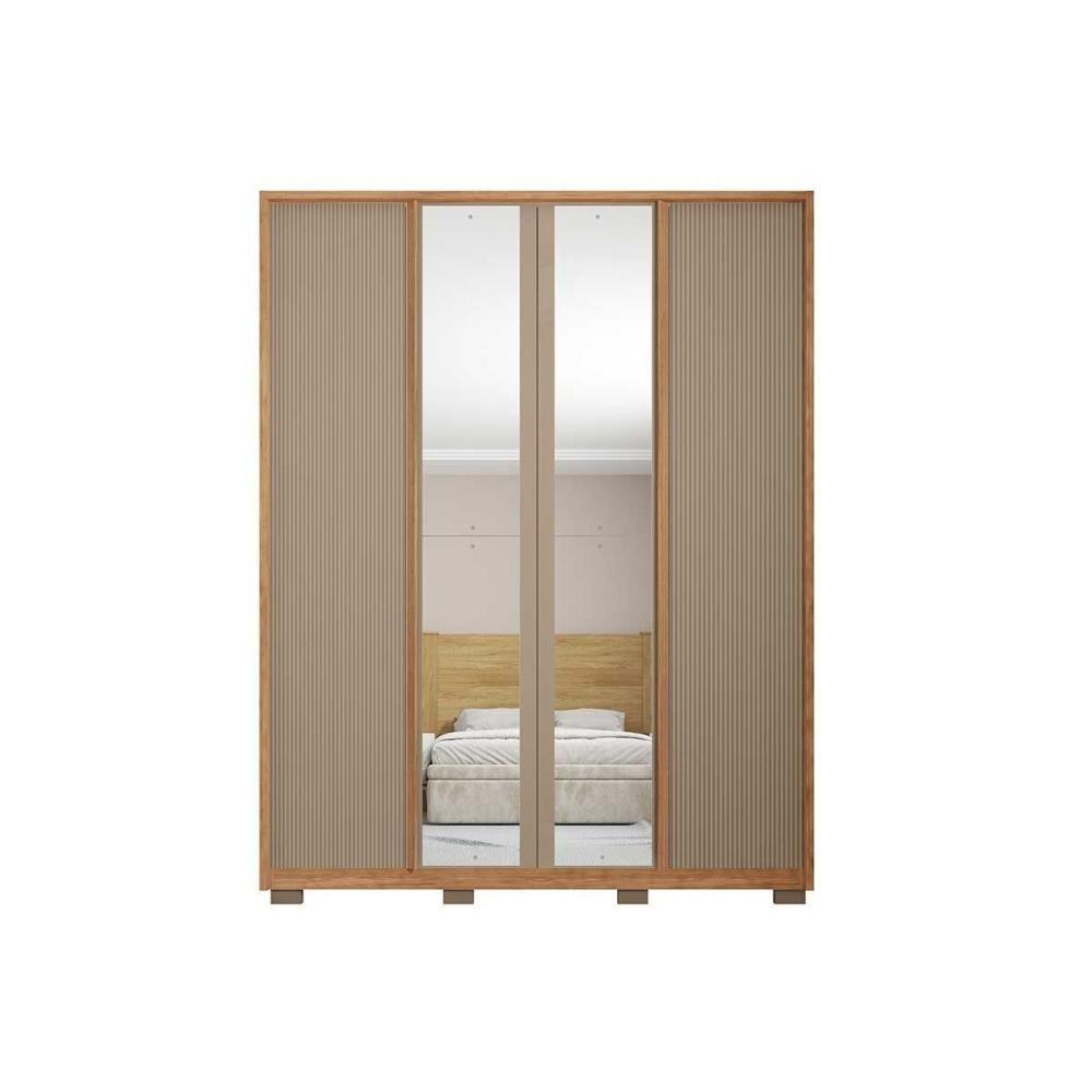 Guarda Roupa Solteiro 4 Portas (2 C/ Espelho) E 3 Gavetas Lior Lux Freijo/off White Mr - Caemmun - 7