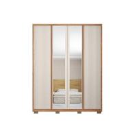 Guarda Roupa Solteiro 4 Portas (2 C/ Espelho) E 3 Gavetas Lior Lux Freijo/off White Mr - Caemmun - 6