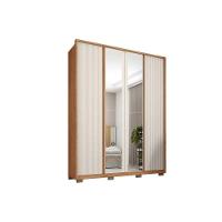 Guarda Roupa Solteiro 4 Portas (2 C/ Espelho) E 3 Gavetas Lior Lux Freijo/off White Mr - Caemmun - 8