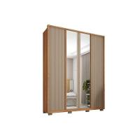 Guarda Roupa Solteiro 4 Portas (2 C/ Espelho) E 3 Gavetas Lior Lux Freijo/off White Mr - Caemmun - 9