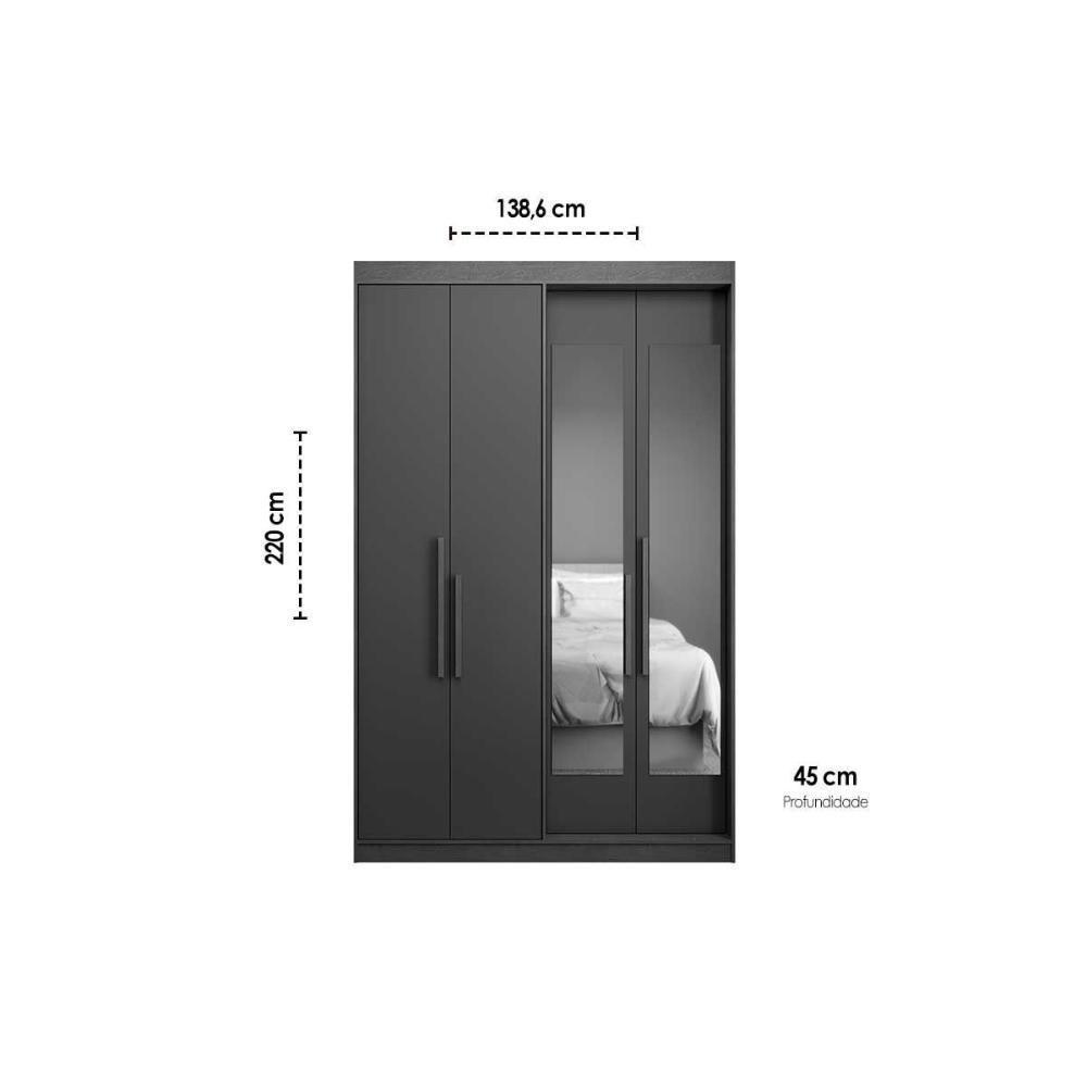 Guarda Roupa Solteiro 4 Portas (2 C/ Espelho) E 2 Gavetas Ph 1805 Cedro/off White - Herval - 2