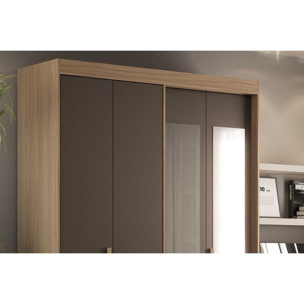 Guarda Roupa Solteiro 4 Portas (2 C/ Espelho) E 2 Gavetas Ph 1805 Cedro/off White - Herval - 6