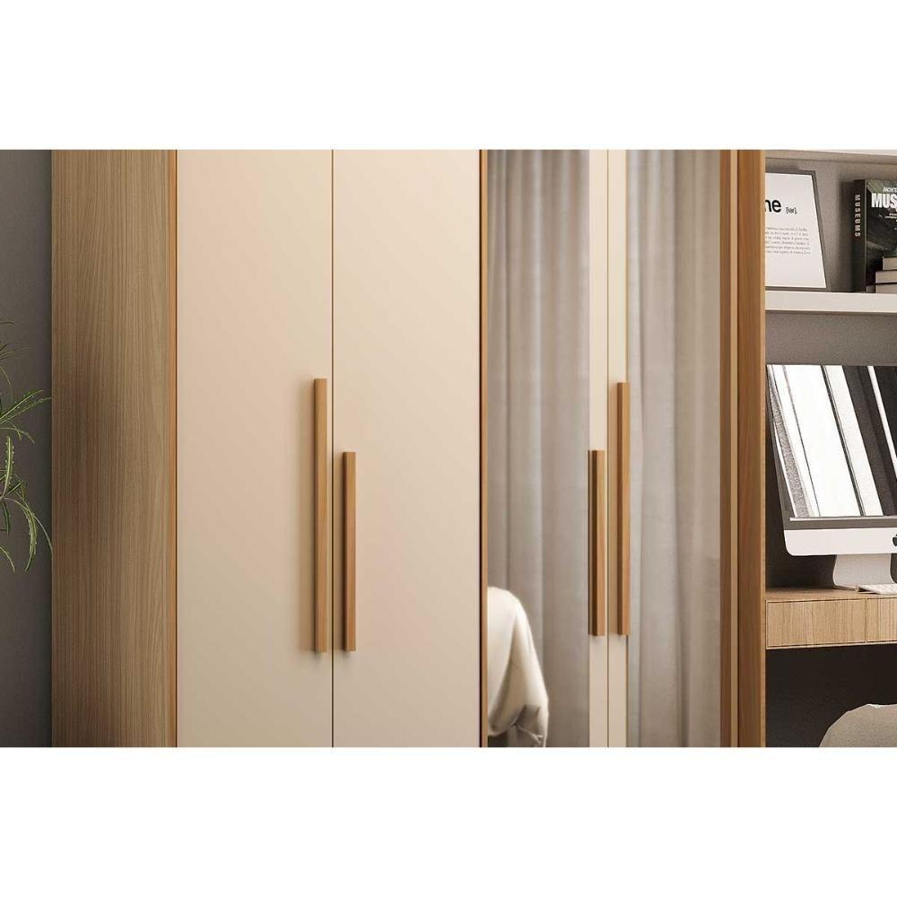 Guarda Roupa Solteiro 4 Portas (2 C/ Espelho) E 2 Gavetas Ph 1805 Carvalho/off White - Herval - 5