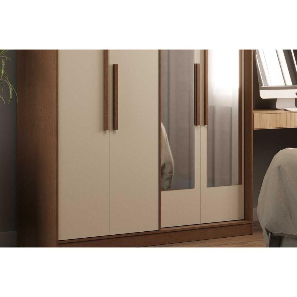 Guarda Roupa Solteiro 4 Portas (2 C/ Espelho) E 2 Gavetas Ph 1805 Cedro - Herval - 6