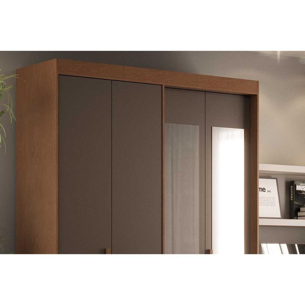 Guarda Roupa Solteiro 4 Portas (2 C/ Espelho) E 2 Gavetas Ph 1805 Cedro/fendi - Herval - 9