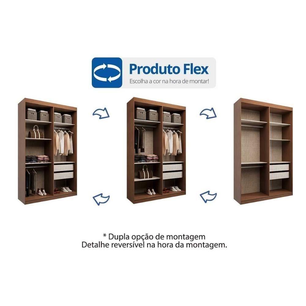 Guarda Roupa Solteiro 4 Portas (2 C/ Espelho) E 2 Gavetas Ph 1805 Carvalho/fendi - Herval - 4