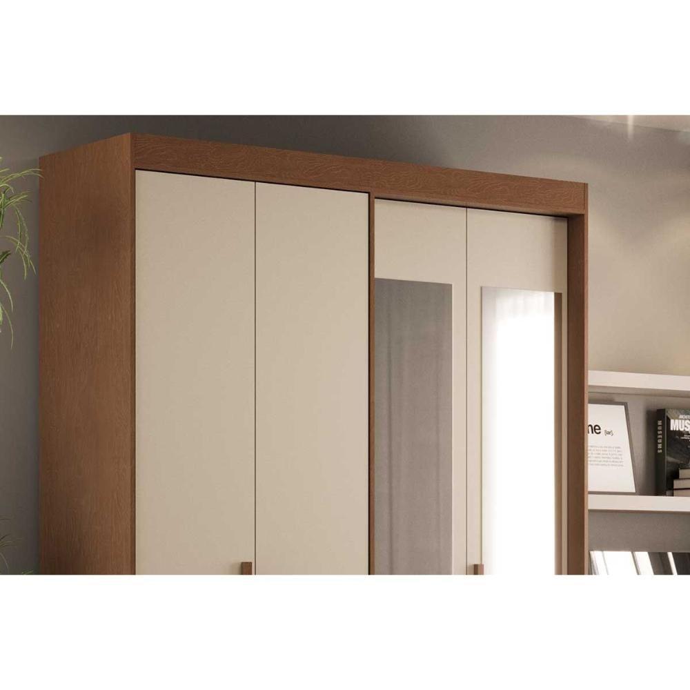 Guarda Roupa Solteiro 4 Portas (2 C/ Espelho) E 2 Gavetas Ph 1805 Carvalho/fendi - Herval - 9