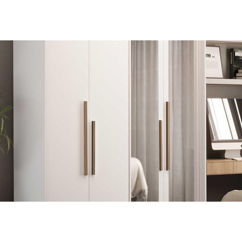 Guarda Roupa Solteiro 4 Portas (2 C/ Espelho) E 2 Gavetas Ph 1805 Branco - Herval - 10