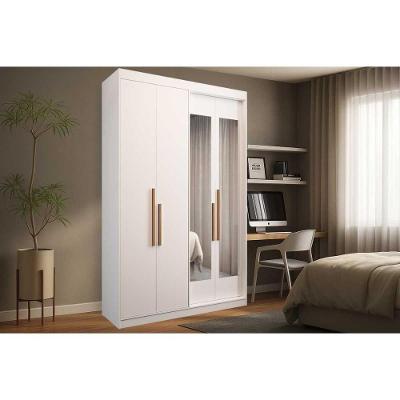 Guarda Roupa Solteiro 4 Portas (2 C/ Espelho) E 2 Gavetas Ph 1805 Branco - Herval