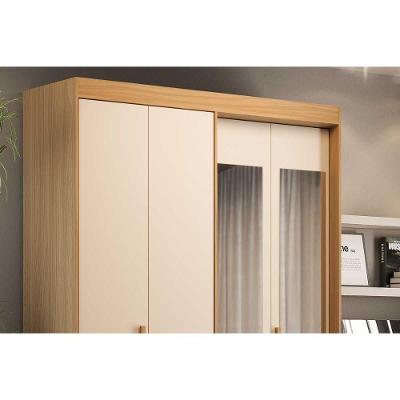 Guarda Roupa Solteiro Ph 1805 4 Portas de Bater 2 Gavetas Branco MDF com Espelho Herval