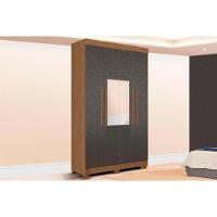 Guarda Roupa Solteiro 4 Portas (2 C/ Espelho) E 2 Gavetas C/ Pés Sarandi Jatobá/grafite - Santos Andirá - 1