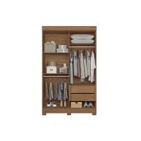 Guarda Roupa Solteiro 4 Portas (2 C/ Espelho) E 2 Gavetas C/ Pés Sarandi Jatobá - Santos Andirá - 5