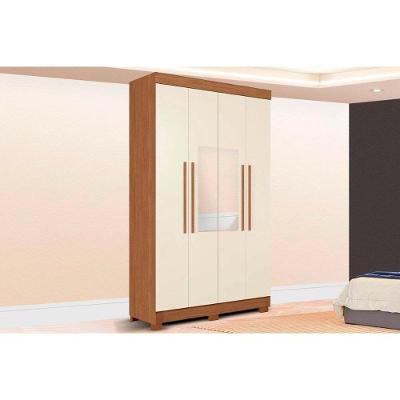 Guarda Roupa Solteiro Paraná 4 Portas de Bater 2 Gavetas Jatoba-Areia Santos Andirá