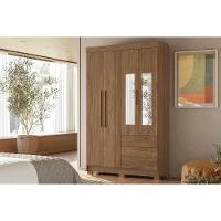 Guarda Roupa Solteiro 4 Portas (2 C/ Espelho) E 2 Gavetas C/ Pés Londrina 4.2 Jatobá - Santos Andirá - 1