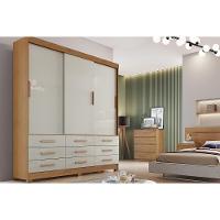 Guarda Roupa Solteiro 3 Portas E 9 Gavetas Buriti/jequitibá Cumaru/fendi 25 - Novo Horizonte - 1