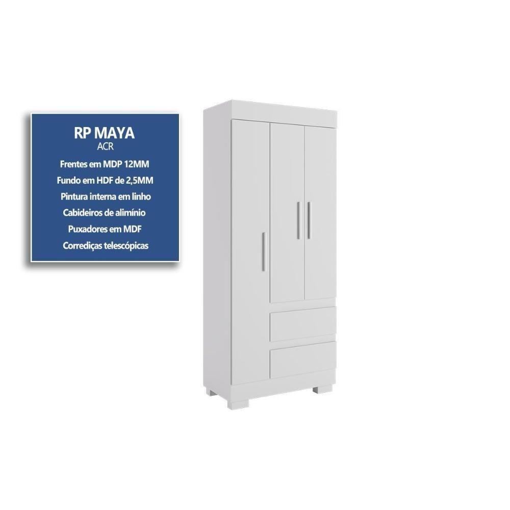 Guarda Roupa Solteiro 3 Portas E 2 Gavetas Maya Cinamomo/off White - Acp - 2