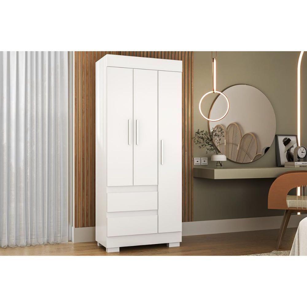 Guarda Roupa Solteiro 3 Portas E 2 Gavetas Maya Branco - Acp - 1