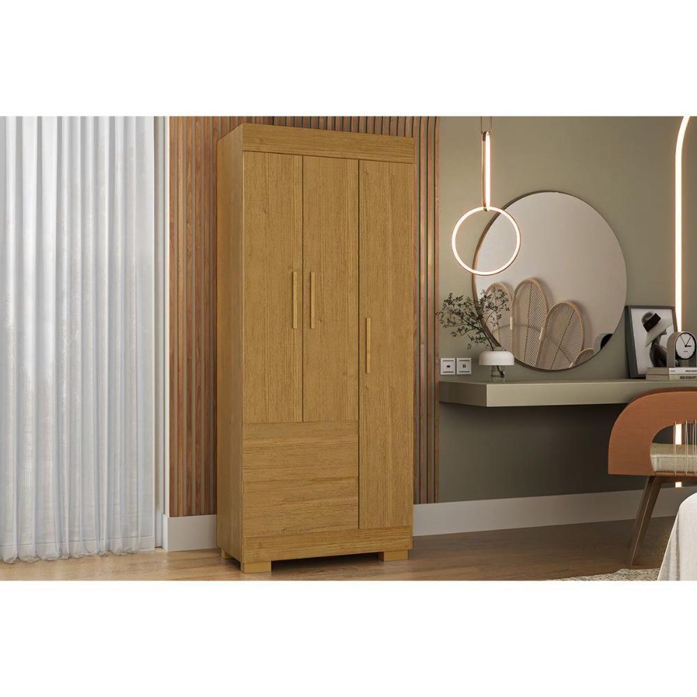 Guarda Roupa Solteiro 3 Portas E 2 Gavetas Maya Cinamomo - Acp - 1