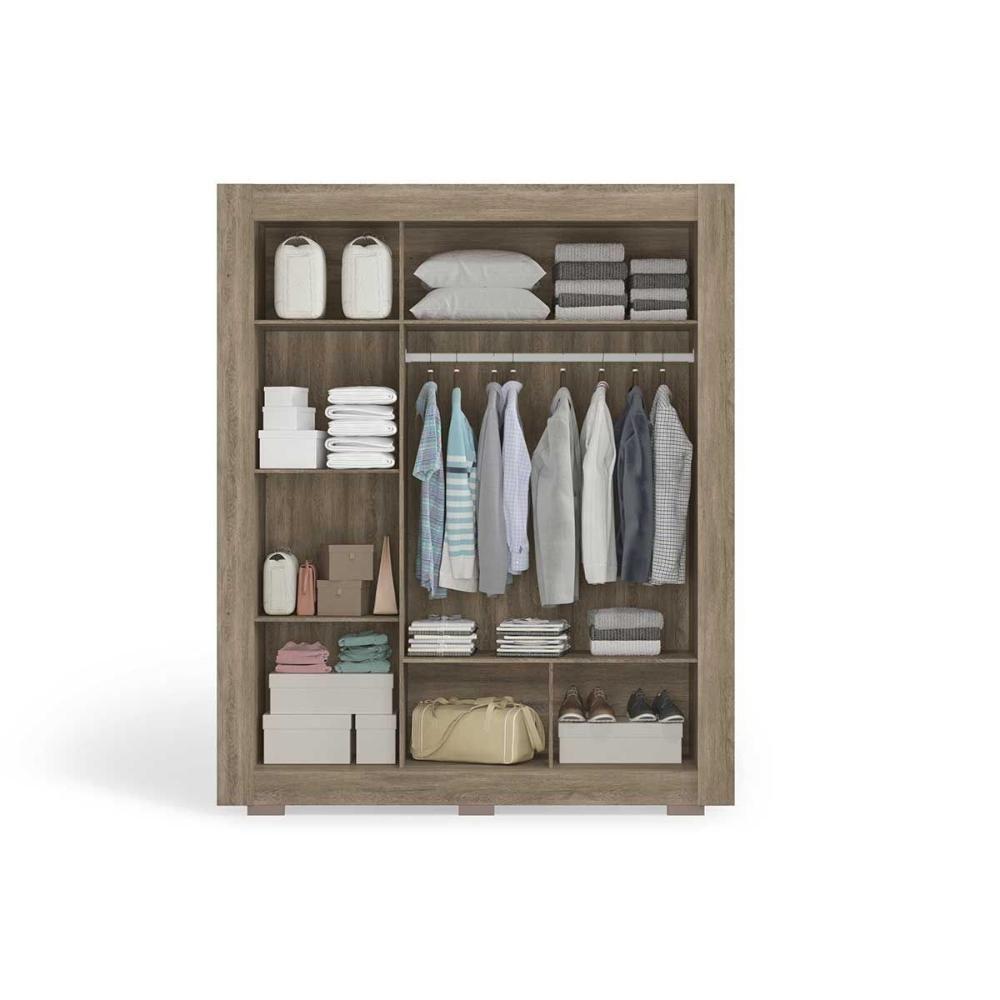 Guarda Roupa Solteiro 3 Portas De Correr (1 C/ Espelho) C/ Pés Cbh563 Branco - Kappesberg - 3