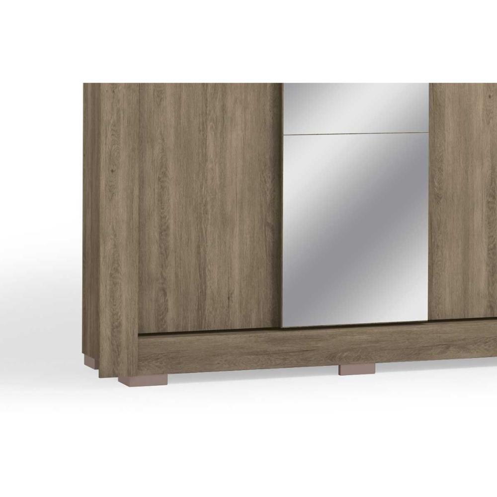 Guarda Roupa Solteiro 3 Portas De Correr (1 C/ Espelho) C/ Pés Cbh563 Branco - Kappesberg - 6