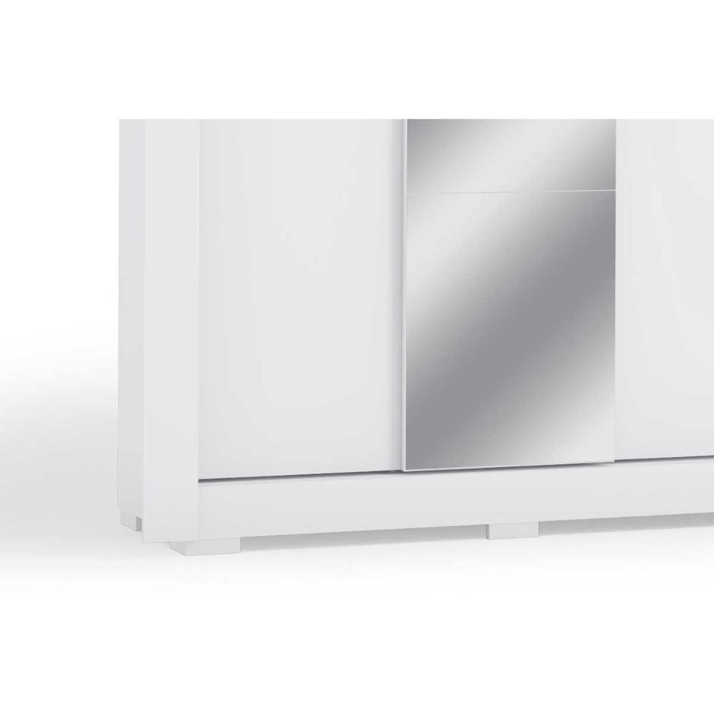 Guarda Roupa Solteiro 3 Portas De Correr (1 C/ Espelho) C/ Pés Cbh563 Branco - Kappesberg - 7