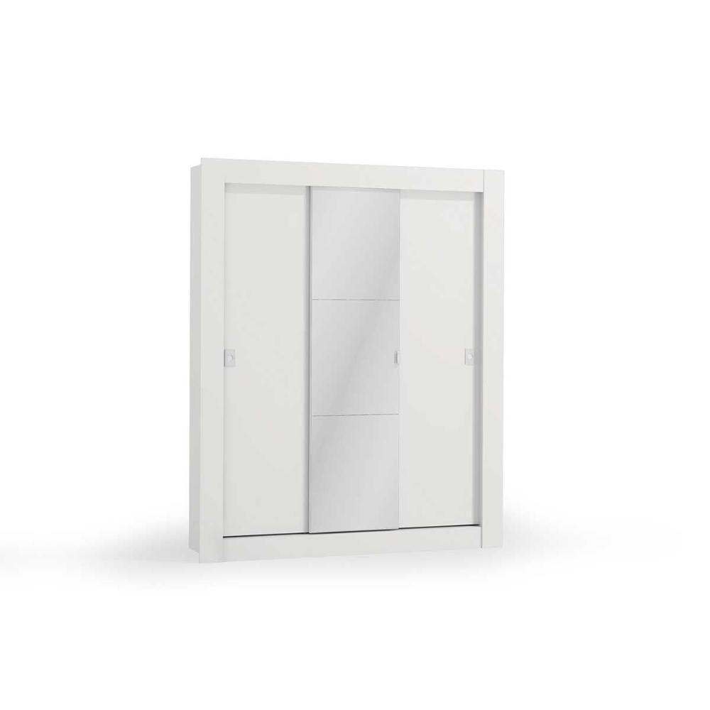 Guarda Roupa Solteiro 3 Portas De Correr (1 C/ Espelho) H563 Branco - Kappesberg - 1