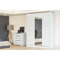 Guarda Roupa Solteiro 3 Portas De Correr (1 C/ Espelho) H563 Branco - Kappesberg - 4